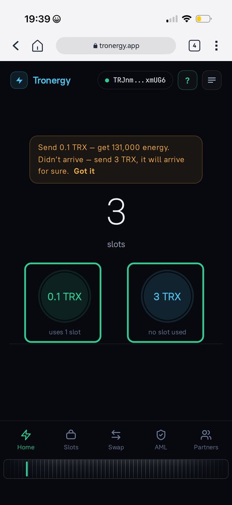 Slots and the two energy buttons