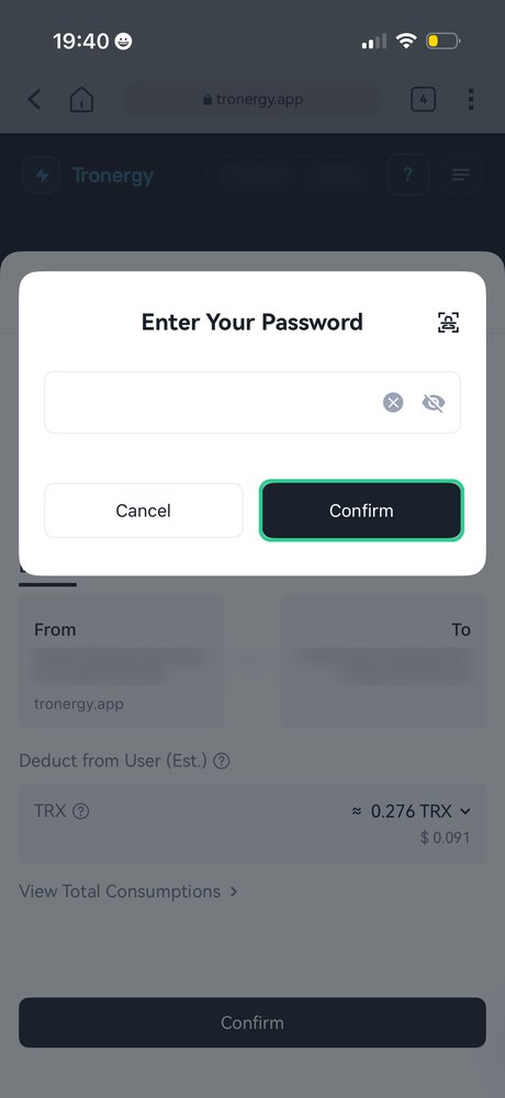 Пароль или Face ID → «Confirm»